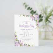 Lilac Floral Graduation Party Invitation Carte pos (Debout devant)