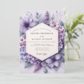 Lilac Floral Meadow Wedding Kaart (Staand voorkant)