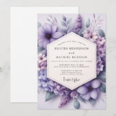 Lilac Floral Meadow Wedding Kaart (Voorkant / Achterkant)