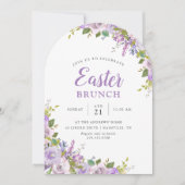 Lilac Floral Pâques Brunch Party Invitation (Devant)