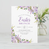 Lilac Floral Pâques Brunch Party Invitation (Debout devant)