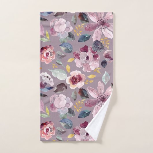 Lilac Floral Pattern Bad Handdoek (Handdoek)