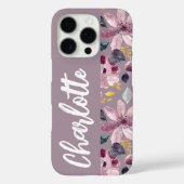 Lilac Floral Pattern Monogram  Case-Mate iPhone Case (Achterkant)