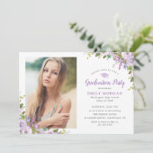 Lilac Floral Photo Graduation Party Invitation (Debout devant)
