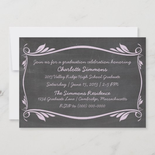 Lilac Flourish Chalkboard Invitation (Devant)