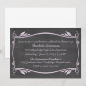 Lilac Flourish Chalkboard Invitation (Devant / Derrière)