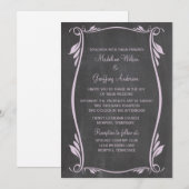Lilac Flourish Chalkboard Mariage Invitation (Devant / Derrière)