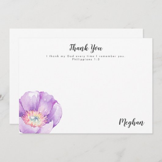 Lilac Flower Carte de remerciements d'écriture per (Devant / Derrière)