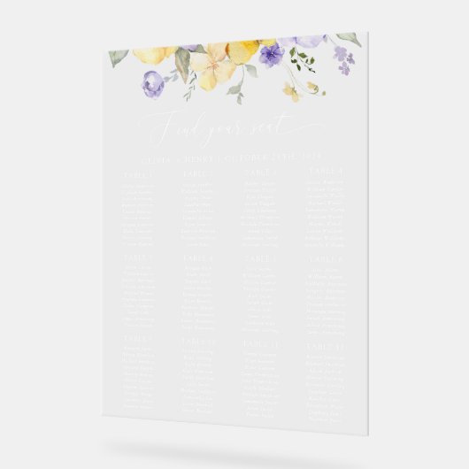 Lilac Flower, Yellow Flower, Wedding Seating Chart (Angle)
