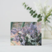 Lilac Flowers dans une fenêtre Carte postale Art (Debout devant)