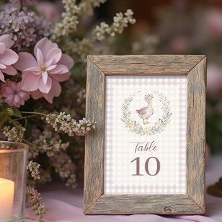 Lilac Gingham Baby Goose Table Number LPM26 Kaart