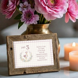 Lilac Gingham Baby Goose Table Seating Card LPM26 Kaart
