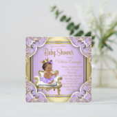 Lilac Gold Ethnic Princess Baby Shower Invitations (Debout devant)