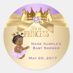 Lilac Gouden Ballerina Prinses Baby Shower Etnisch Ronde Sticker