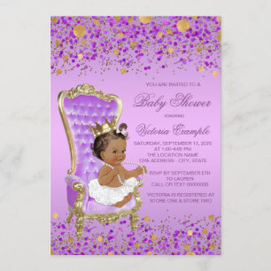 Lilac Gouden Etnische Prinses Baby Shower Kaart