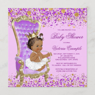 Lilac Gouden Prinses Baby Shower Kaart