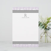 Lilac Grey Blanc Mariage Monogramme papeterie (Debout devant)