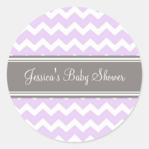 Lilac Grey Chevron Baby shower Favoriser Stickers