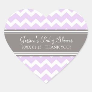 Lilac Grey Chevron Baby shower Favoriser Stickers