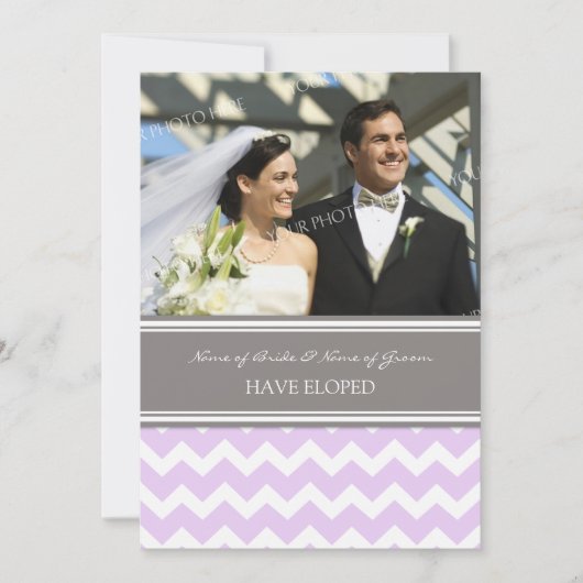 Lilac Grey Chevron Photo Elopement Faire-part (Devant)