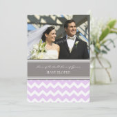 Lilac Grey Chevron Photo Elopement Faire-part (Debout devant)