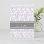 Lilac Grey Damask Invitations Personnalisées De Do (Debout devant)