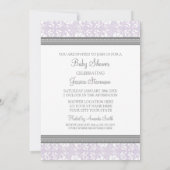 Lilac Grey Damask Invitations Personnalisées De Do (Dos)