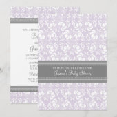 Lilac Grey Damask Invitations Personnalisées De Do (Devant / Derrière)