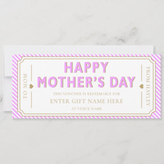 Lilac Happy Mother's Day Gift Voucher Card Kaart