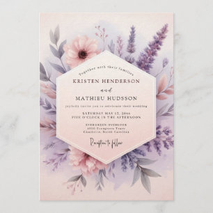Lilac Haze Wilde Bloemen Bruiloft Kaart