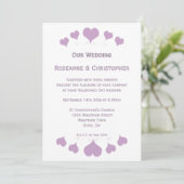 Lilac Hearts Design Wedding Kaart (Staand voorkant)