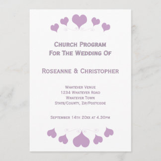 Lilac Hearts Design Wedding Programma