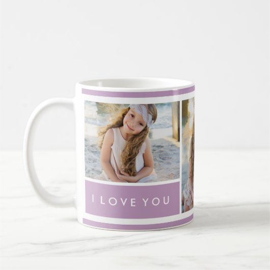 Lilac I love You Photo Collage | Mug (Gauche)