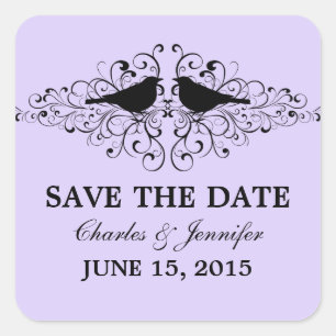 Lilac Inséparable Swirls Save the Date Stickers