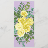 Lilac jaune clair violet Rose Floral Mariage Menu (Dos)