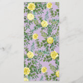 Lilac jaune clair violet Rose Floral Mariage Menu (Dos)