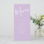 Lilac jaune clair violet Rose Floral Mariage Menu (Debout devant)