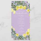 Lilac jaune clair violet Rose Programmes de mariag (Devant / Derrière)
