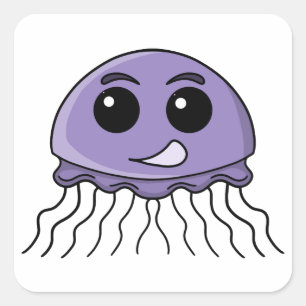 Lilac Jellyfriend Cartoon Vierkante Sticker
