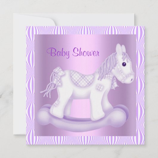 LILAC JOTTY ROCKING BABY SHOWER CHEVAL INVITATION (Devant)