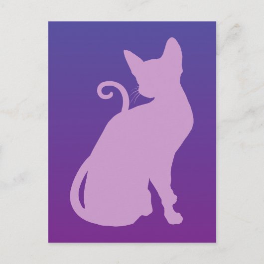 Lilac Kat op Paars Briefkaart (Voorkant)