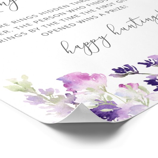 Lilac lavendel ring jacht bruidsdouche spel poster (Hoek)