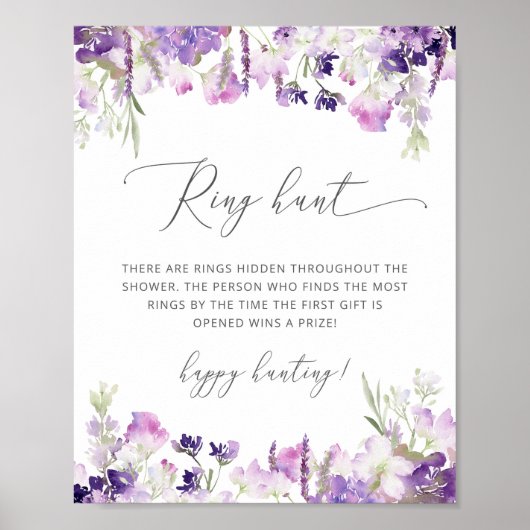 Lilac lavendel ring jacht bruidsdouche spel poster (Voorkant)