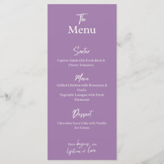 Lilac Lavendel Trouw diner Menu Kaart