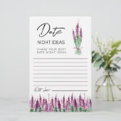 Lilac Lavender Date nidhth idées feuille papier (Debout devant)