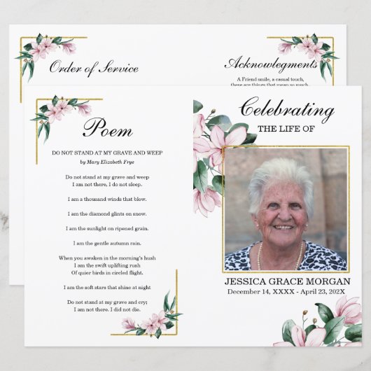 Lilac Lavender Floral Funeral Programme Modèle (Devant / Derrière)