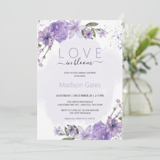 Lilac Lavender Invitation à la douche nuptiale (Debout devant)
