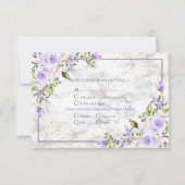 Lilac Lavender Marbre Or Mariage Floral RSVP (Dos)