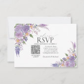 Lilac Lavender Mauve Floral QR Code Mariage RSVP (Devant)