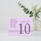 LILAC & LAVENDER Numéro de table Carte Réception (Debout devant)